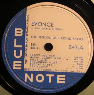 Pochette de Evonce / Off Minor de Thelonious Monk Trio