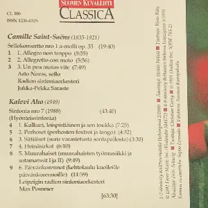 Pochette Saint‐Saëns: Sellokonsertto nro 1 a-molli / Aho: Hyönteissinfonia