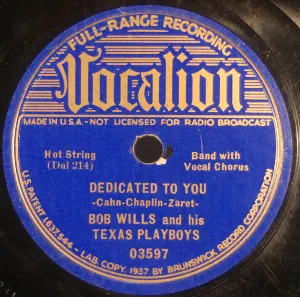 Pochette de Dedicated to You / Bleeding Hearted Blues de Bob Wills and His Texas Playboys