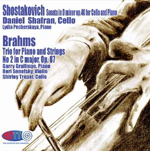 Pochette de Shostakovich : Sonata in D minor op.40 for Cello and Piano, Brahms : Trio for Piano and Strings No 2 in C major, Op. 87 de Gary Graffman