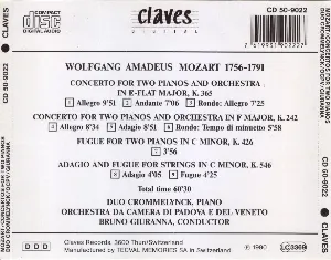 Pochette Concertos for 2 Pianos / Adagio and Fugue / Fugue for 2 Pianos