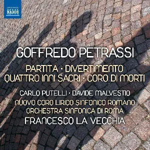 Pochette de Partita / Divertimento / 4 inni sacri / Coro di morti de Orchestra sinfonica di Roma - Francesco La Vecchia - Goffredo Petrassi