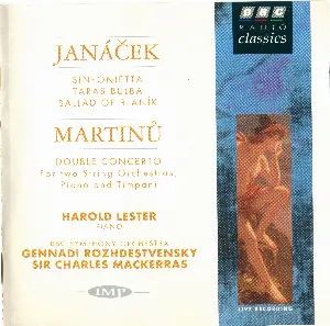 Pochette de Janáček: Sinfonietta / Tarás Bulba / Ballad of Blaník / Martinů: Double Concerto for Two String Orchestras, Piano and Timpani de BBC Symphony Orchestra - Charles Mackerras - Gennady Rozhdestvensky - Bohuslav Martinů - Leoš Janáček