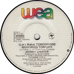 Pochette de Let’s Make Tomorrow’s Memories Tonight de Johnny Chester