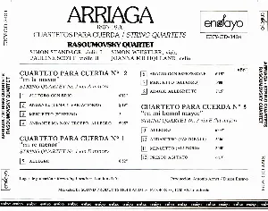 Pochette de String Quartets de Juan Crisóstomo de Arriaga