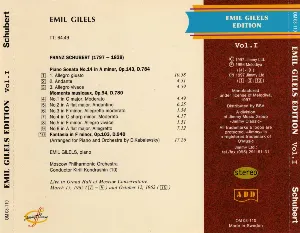 Pochette Emil Gilels Edition, vol. I: Piano Sonata no. 14, D. 784 / Moments musicaux, D. 780 / Fantasia in F minor, D. 940