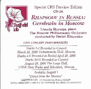Pochette Rhapsody in Russia: Gershwin in Moscow