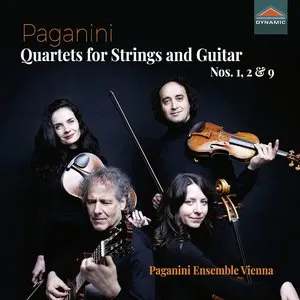 Pochette de Quartets for Strings and Guitar nos. 1, 2 & 9 de Niccolò Paganini