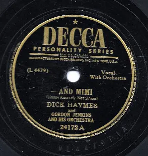 Pochette de - And Mimi / When I'm Not Near the Girl I Love de Gordon Jenkins & His Orchestra - Dick Haymes