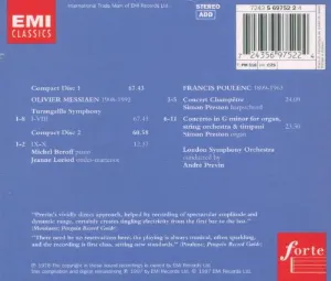 Pochette Messiaen: Turangalîla Symphony / Poulenc: Concert champêtre / Concerto in G