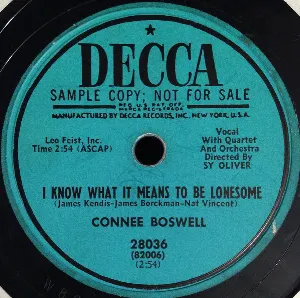 Pochette de I Know What It Means to Be Lonesome / Someone Stole My Darlin' de Connee Boswell