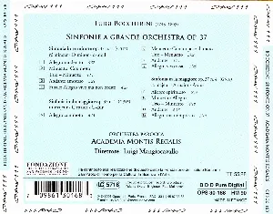 Pochette de Sinfonie a grande orchestra op. 37 de Luigi Boccherini
