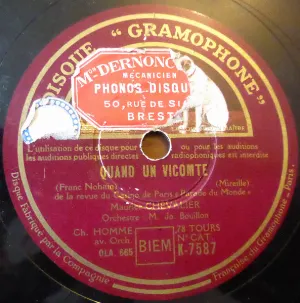 Pochette de Quand un vicomte / Un tout p’tit peu de Maurice Chevalier