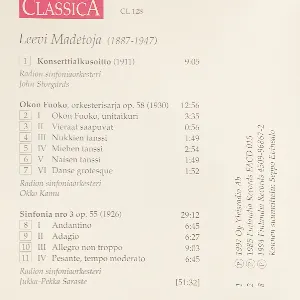 Pochette de Leevi Madetoja de Radion sinfoniaorkesteri - Leevi Madetoja